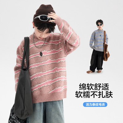 2025新款男童韩范半高领套头毛衣