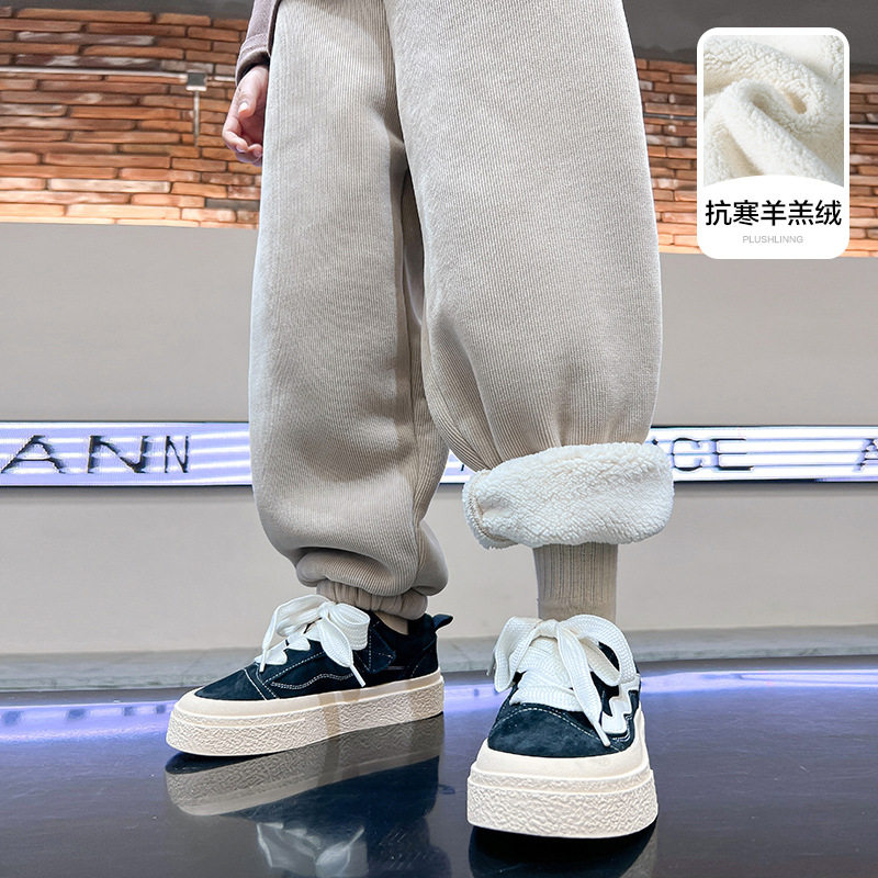 2025新款儿童冬季加厚羊羔绒裤子