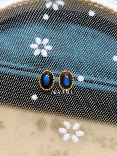 黑色精灵复古小香耳钉女天然黑体拉长石手工绕线耳环高级感新款爆