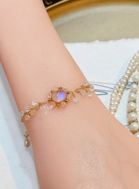 新款天然月光石手链女原创