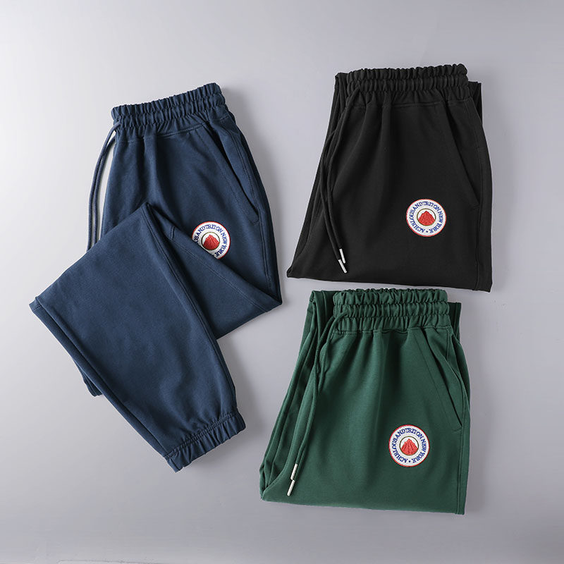 夏季薄款卫裤男墨绿色休闲束脚裤