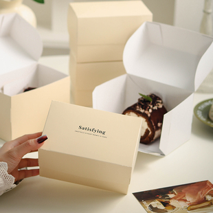 长方形手提蛋糕盒子三角6/8寸切件法式甜品烘焙慕斯切块打包盒