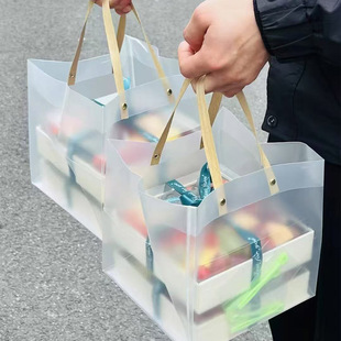 卤味寿司盒外卖打包袋方形手提大容量网红拼盘水果果切礼盒包装袋