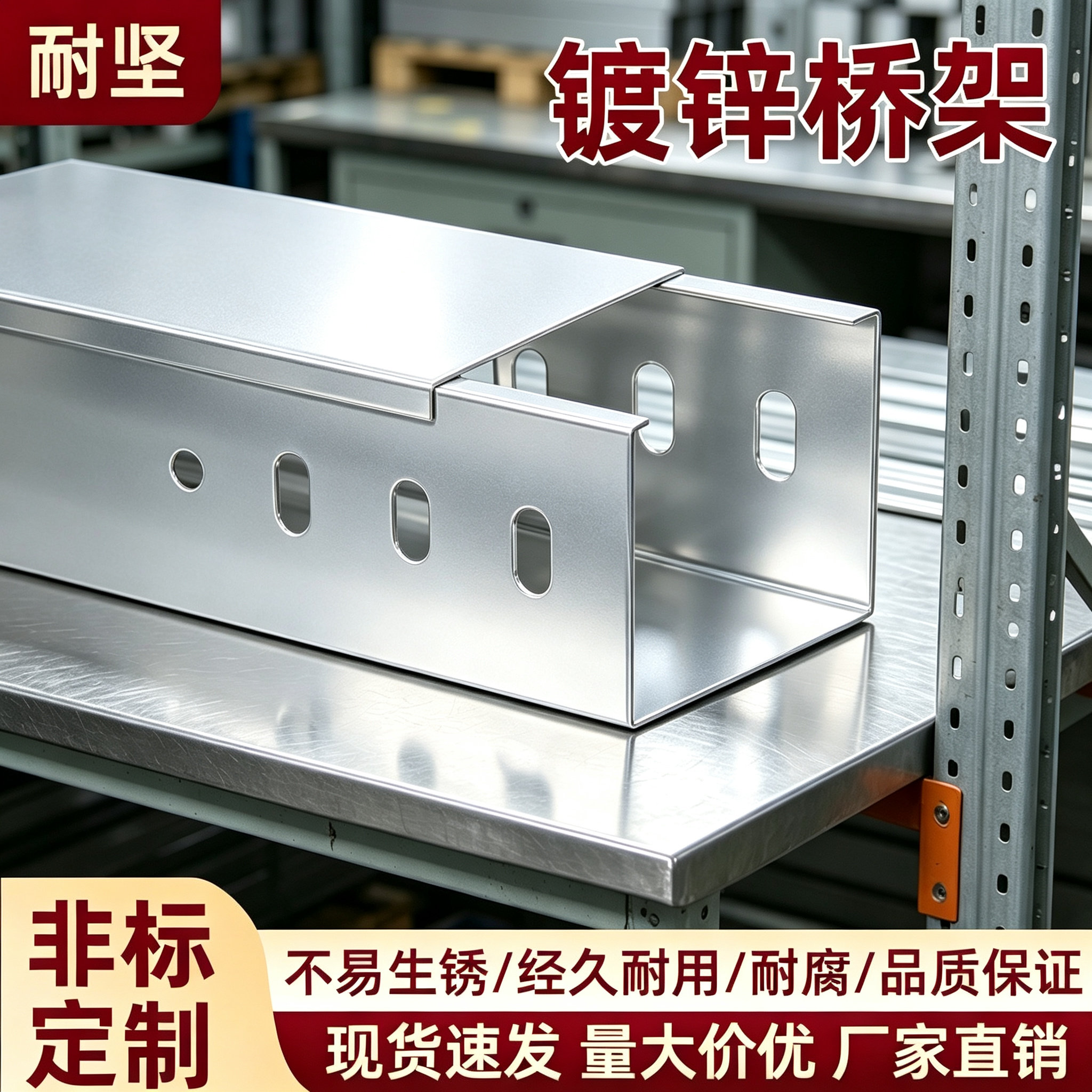 热镀锌电缆桥架不锈钢线槽厂房弱电布线桥架支架全套安装配件大全图片