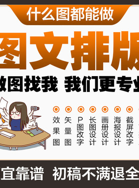 图文设计排版文档美化PDF拼图主图详请页海报图片设计制作ps代做