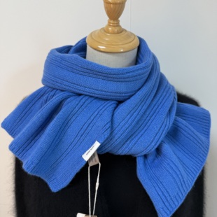 100%澳洲羊毛围巾女纯色竖条纹针织围巾百搭高级送礼中性风围巾男