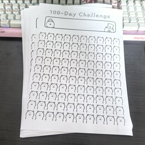 【自嘲熊100天打卡表】上班上学摸鱼偷懒涂色解压创意送朋友礼物