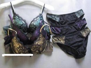 80BC 文胸套装 外单外贸V家蕾丝性感诱惑舒适微聚拢内衣