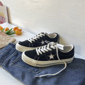 新款 黑色翻毛皮韩版 男鞋 星星鞋 ONE STAR低帮帆布鞋 潮流复古女板鞋