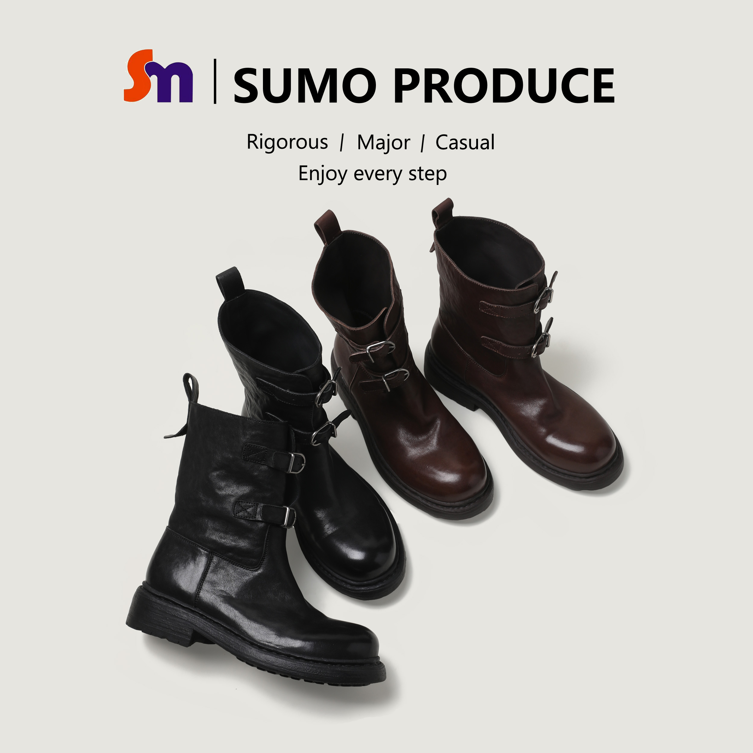 素陌2025新款马皮靴子女英伦马丁靴真皮厚底工装短靴防滑秋冬7037