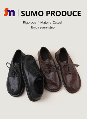 素陌春季新款德比鞋女款软底英伦风小皮鞋圆头平底复古单鞋6858