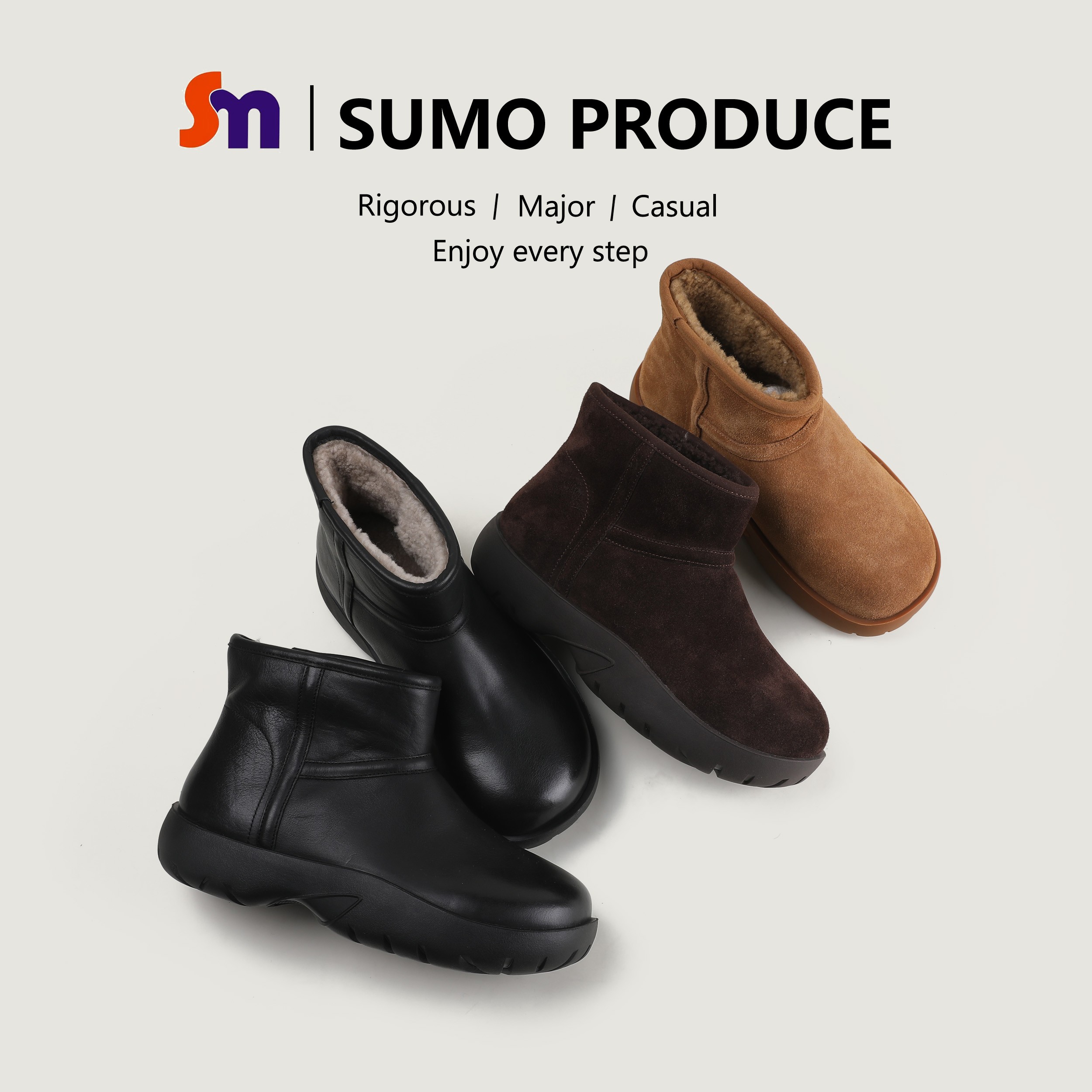 素陌冬季羊毛皮毛一体雪地靴女真皮加厚中筒棉靴防滑防寒保暖3115