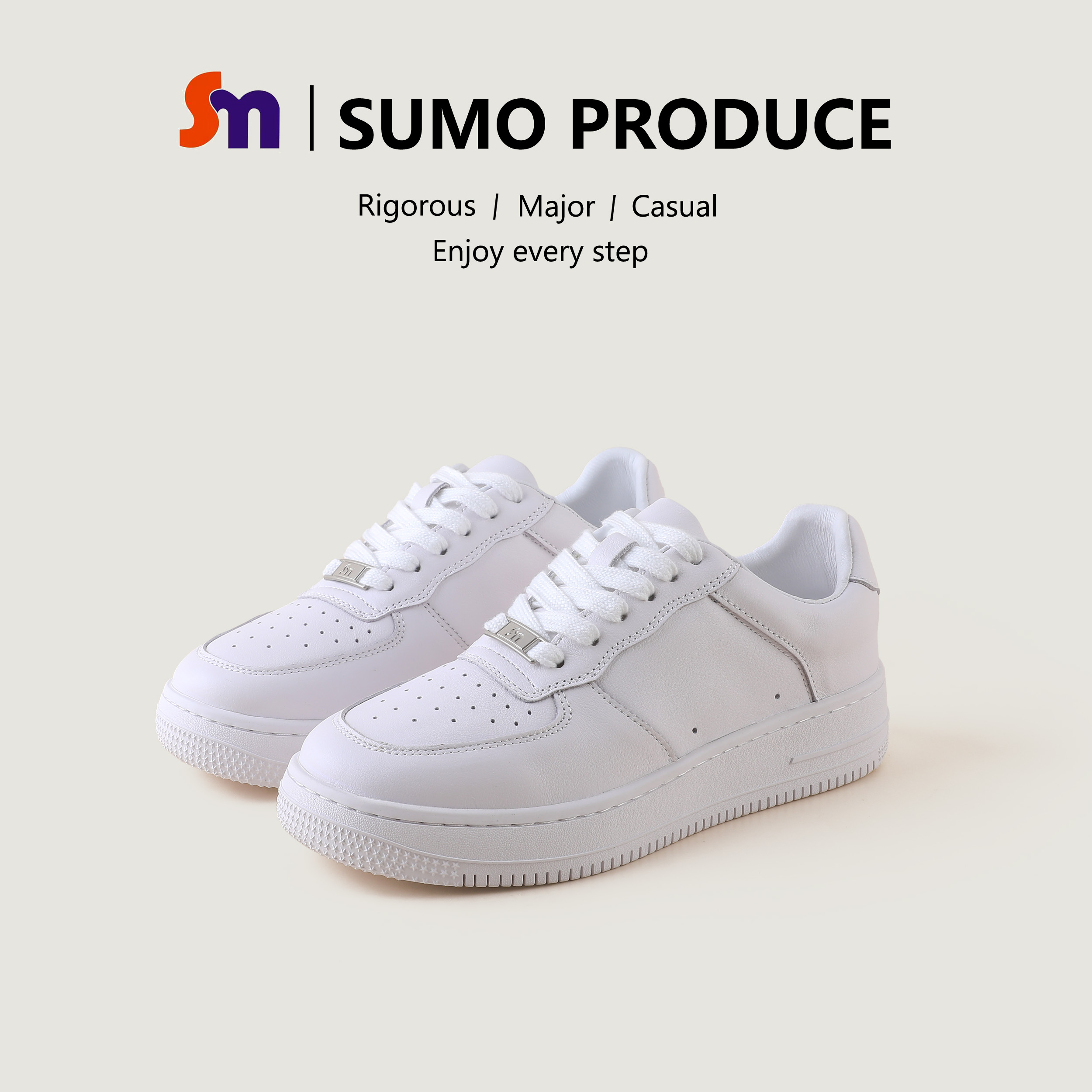 素陌头层牛皮小白鞋女情侣款板鞋