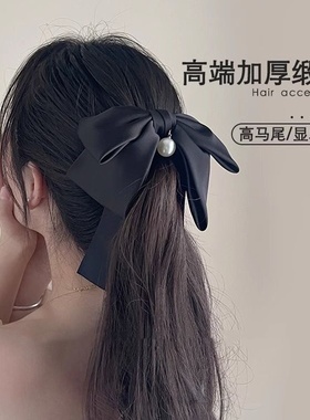 气质蝴蝶结头饰发夹后脑勺发卡女黑色香蕉夹优雅扎高马尾夹子发饰