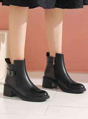 西村名物（微瑕）商场同款通勤短靴女平底时装靴及踝靴43921