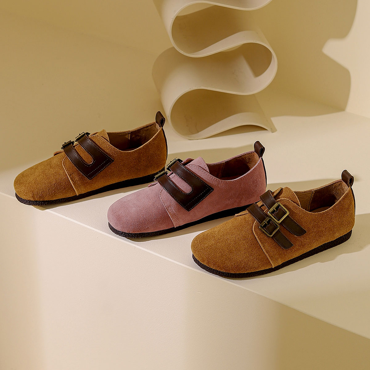 西村名物平底勃肯鞋乐福鞋圆头