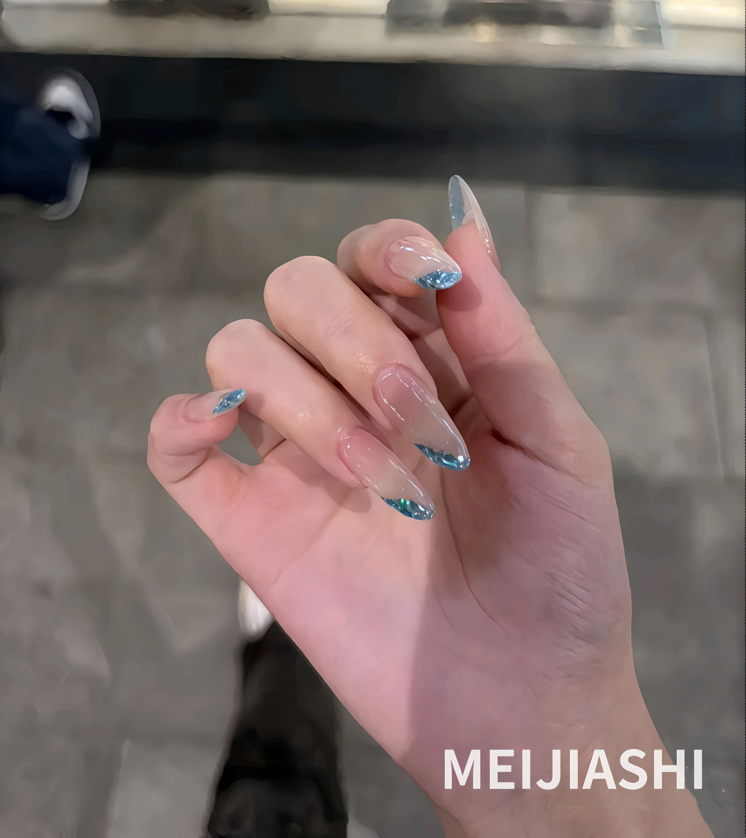 【蓝色生死恋】手工穿戴甲显白纯欲猫眼渐变腮红光疗美甲四季流行