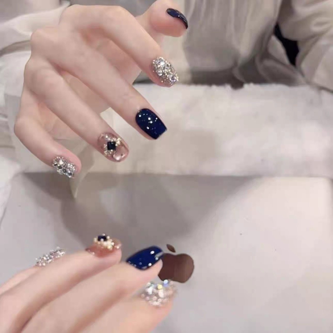 【苍兰】工穿戴甲秋冬新款蓝色高级感简约百搭美甲贴片,彩妆/香水/美妆工具,穿戴甲/甲片,淘宝优惠券,粉丝福利购,淘宝优惠卷