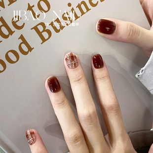 【莫妮卡】手工穿戴甲显白纯欲猫眼渐变腮红光疗美甲四季流行