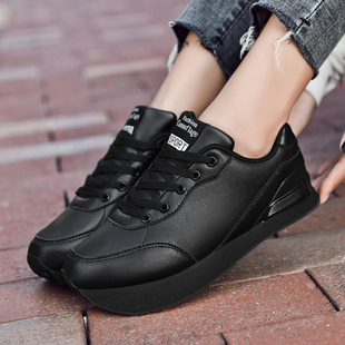 秋冬季皮面负跟鞋男女防水防风腰椎矫正鞋轻便平足鞋产后锻炼棉鞋
