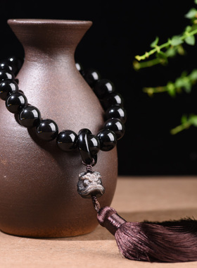 稚念男女黑曜石银曜石十八子念珠