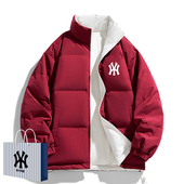 立领男士 奥莱联名两面穿填充白鸭绒羽绒服红色冬季 新款 保暖宽松潮