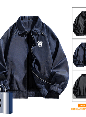 奥莱联名立领夹克外套男士春秋季宽松百搭棒球服时尚休闲复古上衣