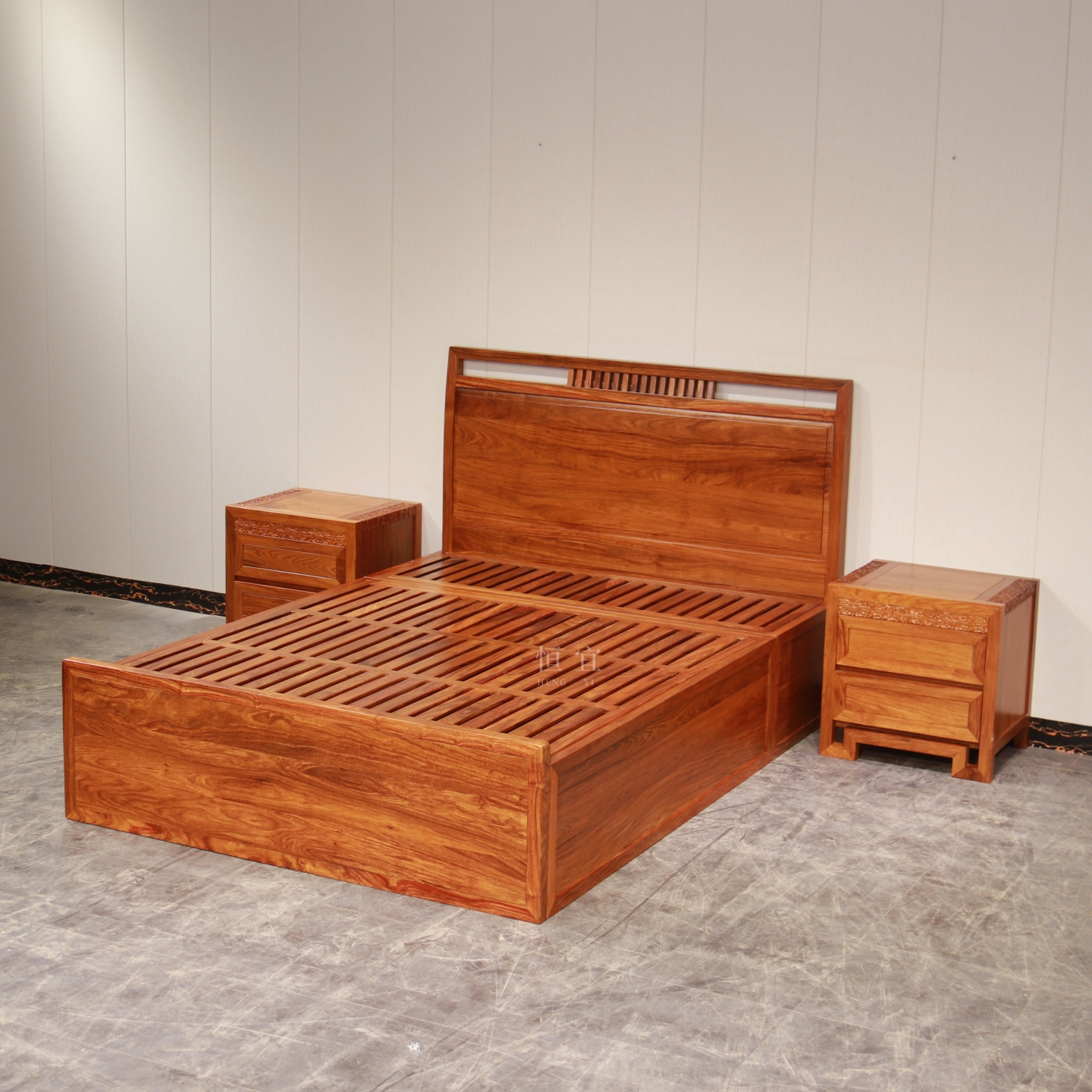 新中式刺猬紫檀1.5米高箱双人床实木家具红木花梨木气压杆储物床