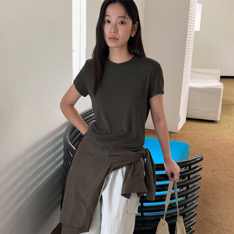 TG 亲肤舒适感正肩显瘦短袖T恤女2025早秋新款基础百搭上衣25437