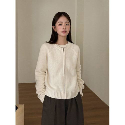 TG 通勤百搭实穿彩点全羊毛针织开衫女2025冬季新款拉链外套25948