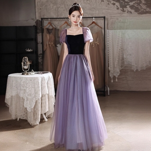 晚礼服在逃公主主持人成人礼生日钢琴声乐合唱裙蓬蓬简约黑色网纱