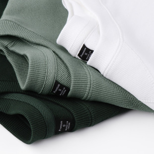 340g重磅毛圈卫衣灰绿色精梳棉纯色长袖男女款正肩无帽套头秋季潮