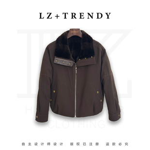 晓晓立领水貂内胆派克服女短款休闲款式皮草2025年冬季新款外套