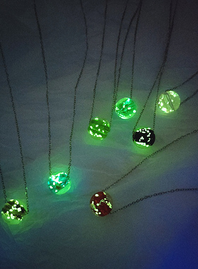 【不褪色洗澡不用摘】夜光石琉璃项链钛钢转运珠吊坠发光石锁骨链