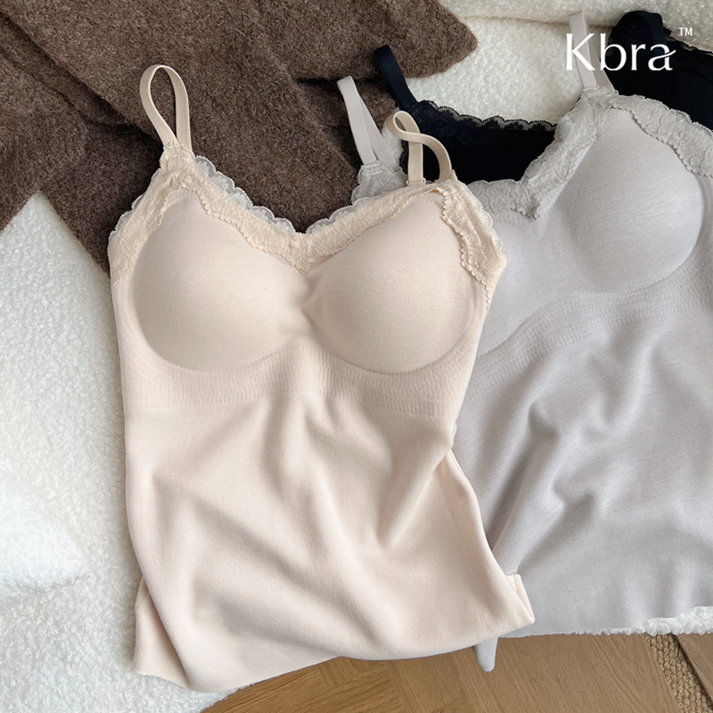 Kbra蕾丝V领保暖加绒背心女内搭冬胸罩一体式内衣发热带胸垫打底,女士内衣/男士内衣/家居服,保暖背心,淘宝优惠券,粉丝福利购,淘宝优惠卷