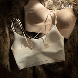 Kbra交叉细肩带内衣女聚拢收副乳防下垂夏薄款无痕性感美背文胸罩