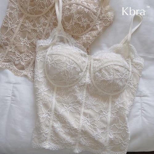 Kbra法式蕾丝鱼骨吊带背心女