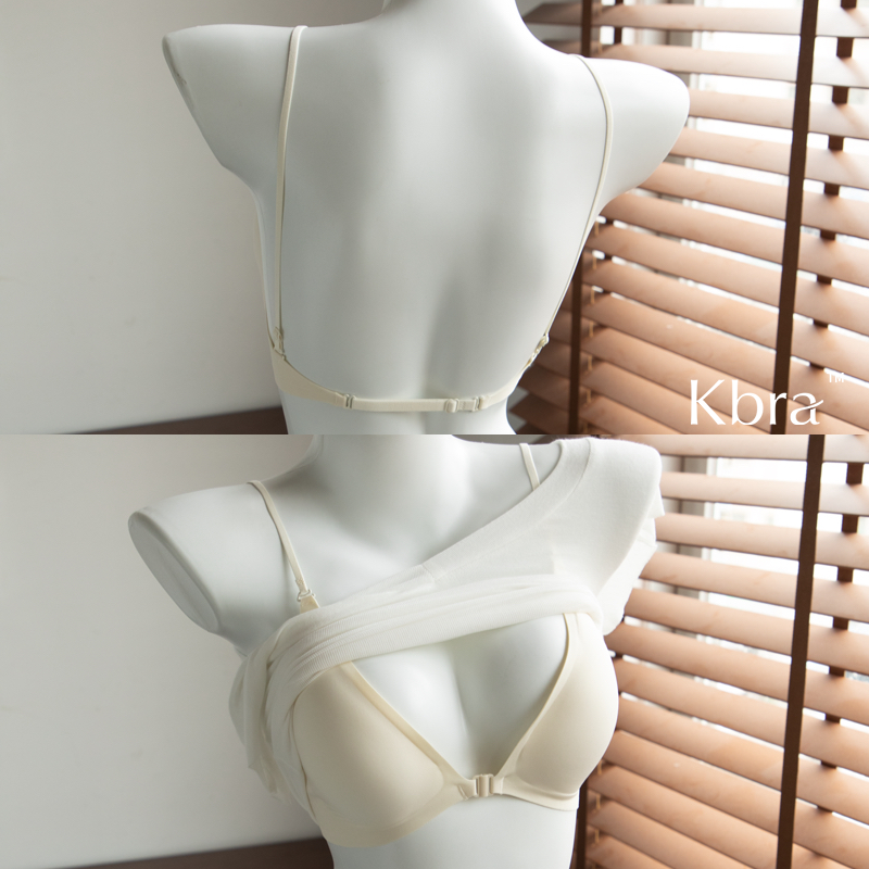 Kbra美背内衣女夏薄款前扣无痕U型露背小胸聚拢收副乳防下垂文胸