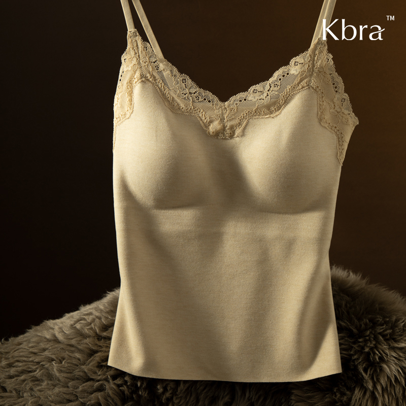 Kbra蕾丝v领保暖背心女2025新款