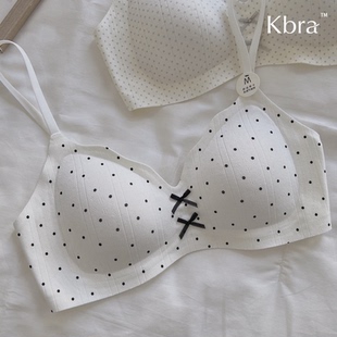 Kbra法式 小胸聚拢收副乳防下垂无痕无钢圈文胸罩 波点内衣女薄款