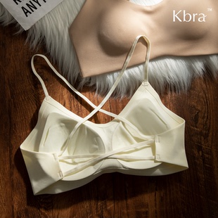 Kbra交叉美背无痕内衣女夏薄款收副乳防下垂细肩带性感粉底液文胸