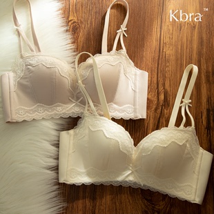 蕾丝缎面内衣女小胸聚拢收副乳防下垂文胸纯欲性感胸罩 Kbra法式