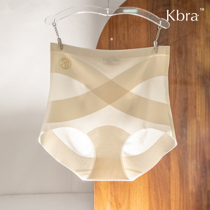 Kbra高腰收腹7A抑菌内裤女无痕3D提臀三角裤桑蚕丝内裆舒适透气