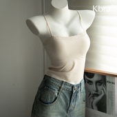 Kbra蕾丝领吊带背心女士夏季 薄款 带胸垫显瘦内搭文胸美背打底上衣