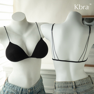 Kbra显胸大腰细外扩版美背内衣女前扣三角杯小胸聚拢文胸罩细肩带