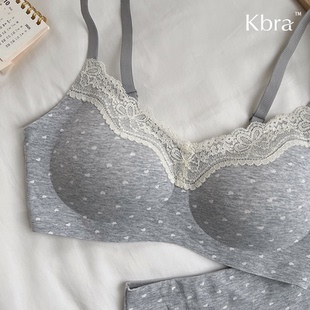 Kbra法式 蕾丝内衣女聚拢小胸显大收副乳防下垂无痕无钢圈文胸罩