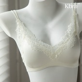 Kbra法式 蕾丝缎面三角杯内衣女小胸聚拢收副乳防下垂性感纯欲文胸