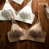 Kbra法式 缎面性感蕾丝内衣女薄款 聚拢小胸无钢圈收副乳防下垂文胸