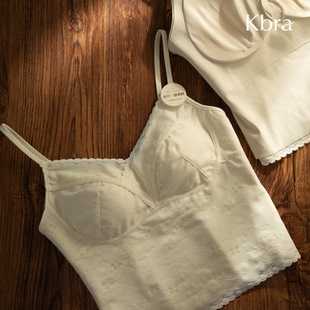 显瘦外穿上衣 内搭打底带胸垫吊带修身 Kbra法式 深V背心女早春薄款