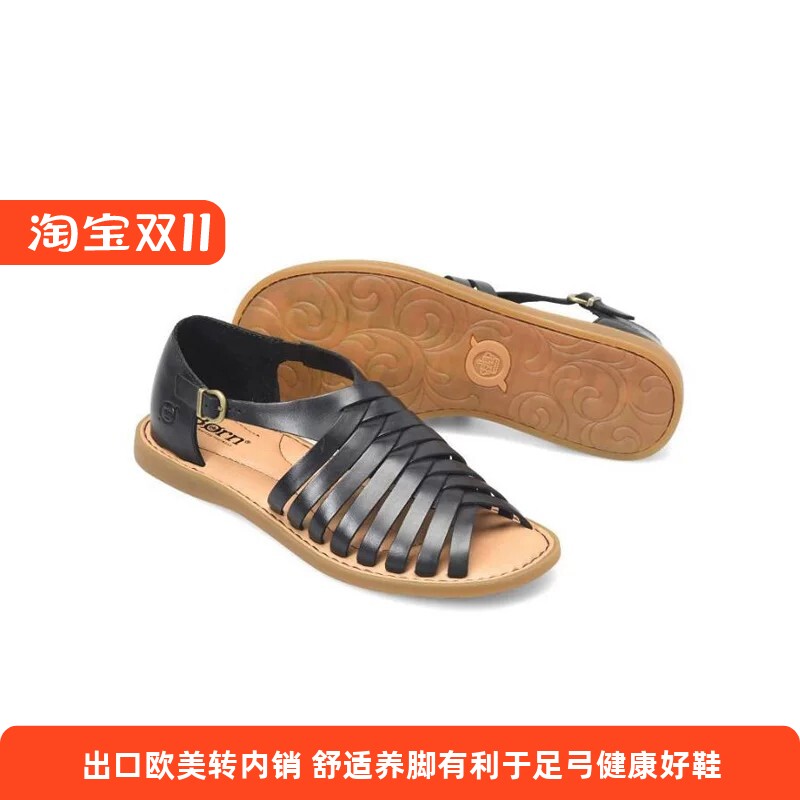 复古凉鞋平底细带平底罗马鞋大码